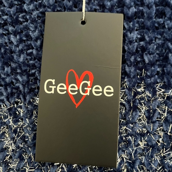 NWT - GeeGee - Navy Chinelle & Silver Tinsel Sweater - Womens Large - Picture 4 of 8